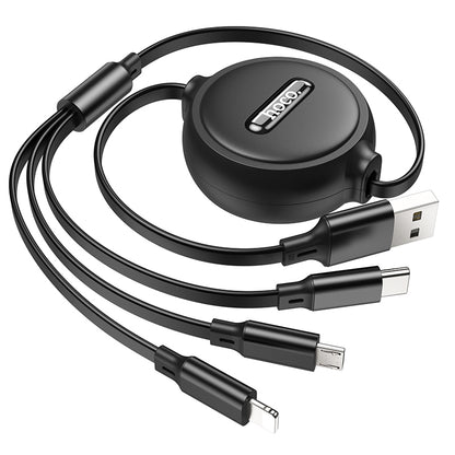 HOCO X75 3-in-1 Double-Pull Charging Data Cable (Lightning+Micro+Type-C)