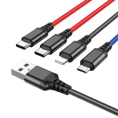 HOCO X76 4-in-1 Charging Cable (USB-A to Type-C+Type-C+Lightning+Micro)
