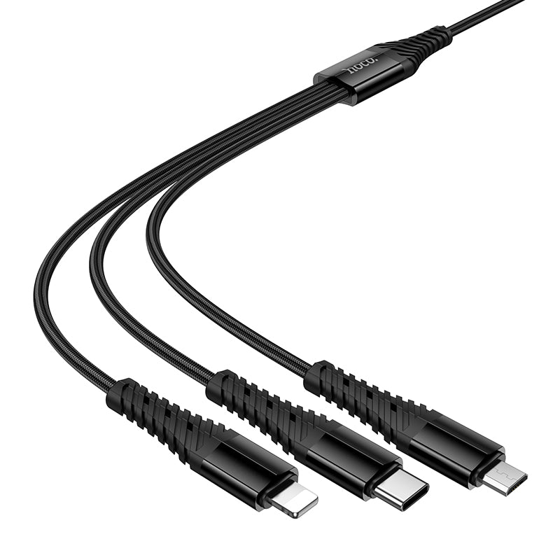 HOCO X123 USB-A/Type-C to Lightning, Type-C and Micro USB 3 in 2 Charging Cable 1m