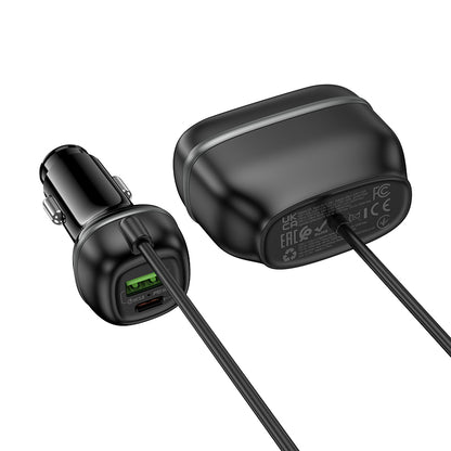 HOCO Z59 48W Dual Port Type-C + USB-A + 2×Cigarette Lighter Slot Car Charger
