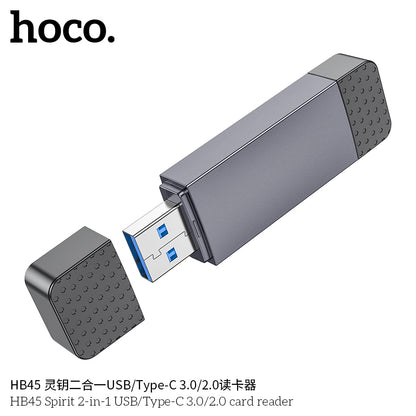 HB45 Spirit 2-in-1 USB/Type-C 2.0 card reader