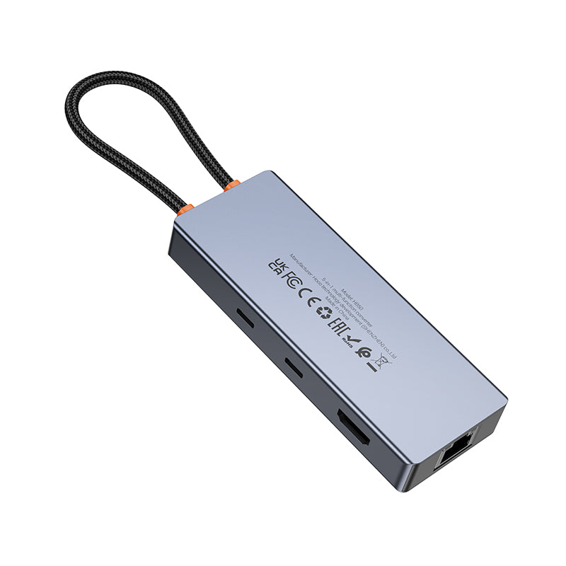 HOCO HB52 Type-C to HDTV + RJ45 + PD + Type-C + 2xUSB3.0 + SD + TF Card 8 in 1Converter/Adapter/Hub