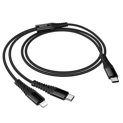 HOCO X123 Type-C to Type-C + Lightning 2 in 1 Charging Cable 1m