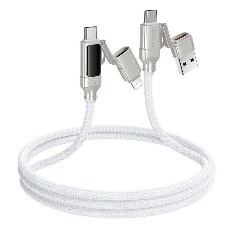 HOCO U152 240W 4-in-1 Charging Data Cable with Display USB-A/Type-C to Lightning/Type-C