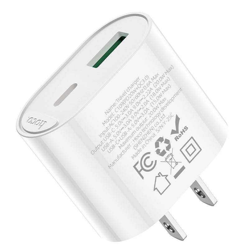 HOCO C109 PD20W + QC3.0 Dual-port Charger (US)