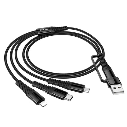 HOCO X123 USB-A/Type-C to Lightning, Type-C and Micro USB 3 in 2 Charging Cable 1m