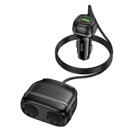 HOCO Z59 48W Dual Port Type-C + USB-A + 2×Cigarette Lighter Slot Car Charger