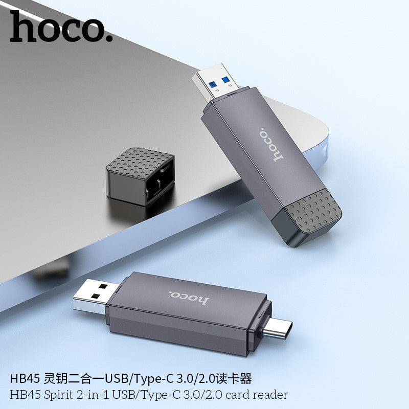 HB45 Spirit 2-in-1 USB/Type-C 2.0 card reader