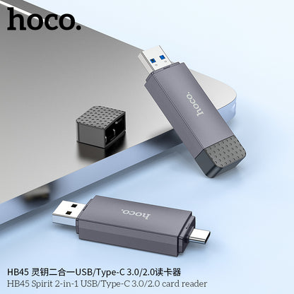 HB45 Spirit 2-in-1 USB/Type-C 2.0 card reader