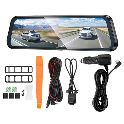 HOCO DV16 Rearview Mirror 9.66-inch Front/Back Driving Recorder(dual-channel)