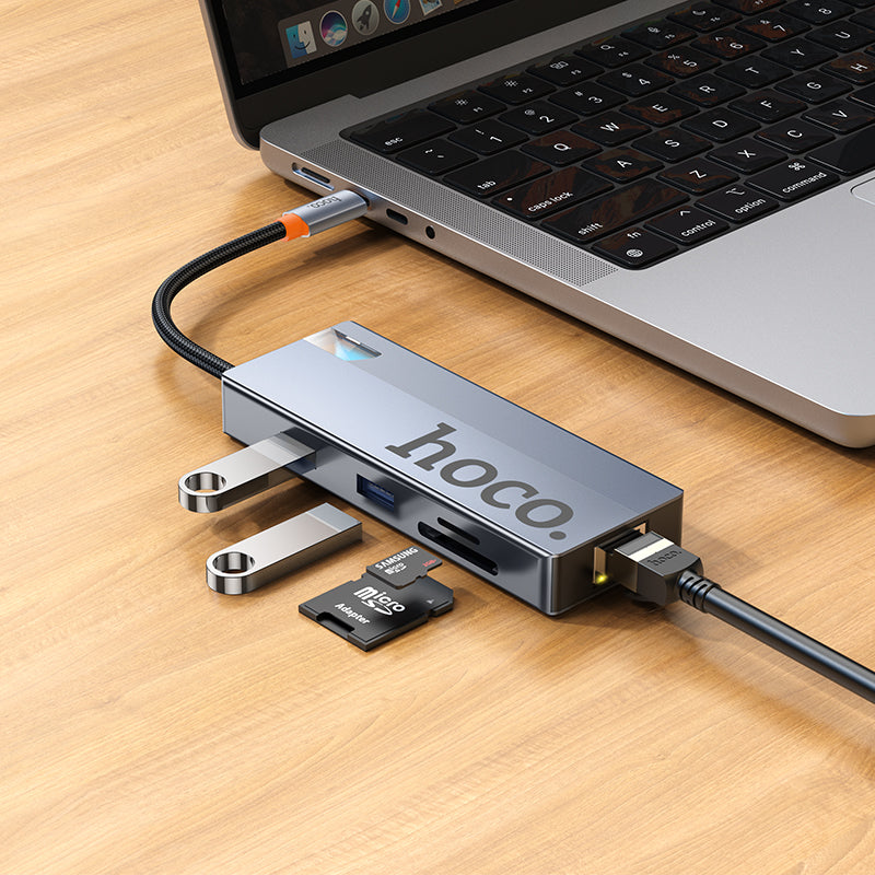 HOCO HB52 Type-C to HDTV + RJ45 + PD + Type-C + 2xUSB3.0 + SD + TF Card 8 in 1Converter/Adapter/Hub