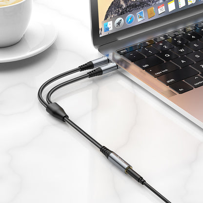 HOCO UPA21 2 in 1 3.5mm Female to 2 x Male Headset Audio Adapter Cable AUX Spliter 25cm