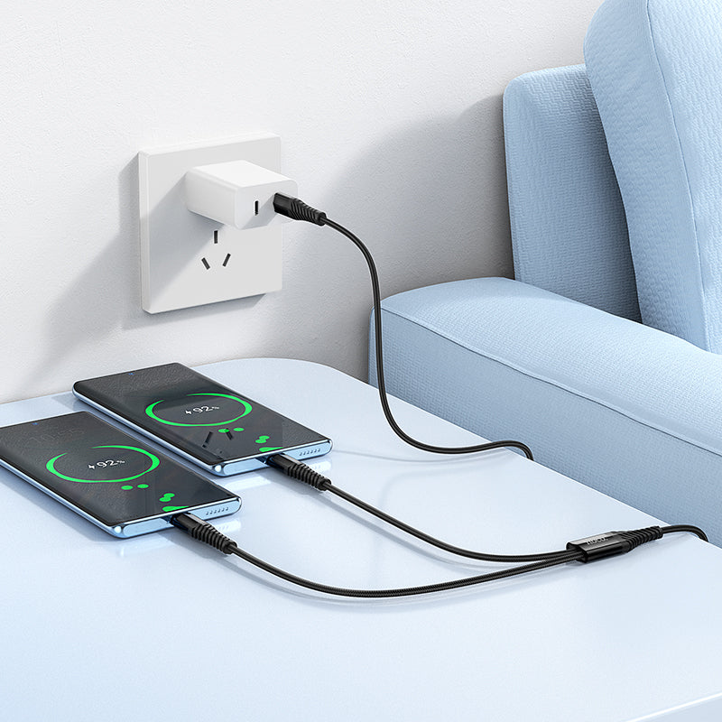 HOCO X123 Type-C to Type-C x 2 2 in 1 Charging Cable 1m