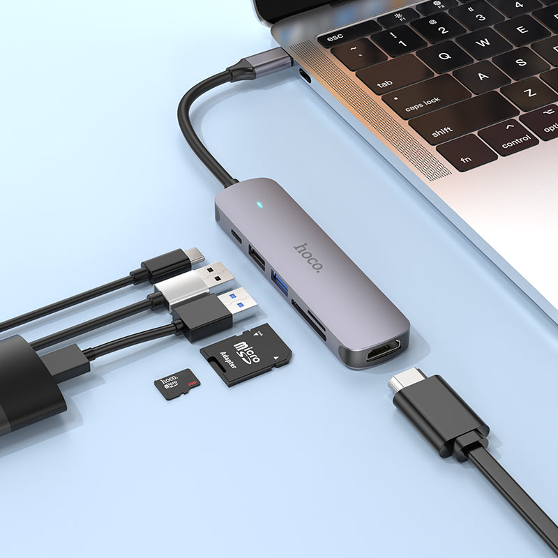 HOCO HB28 Type-C to HDTV + PD + USB3.0 + USB2.0 + SD + TF Converter/Adapter/Hub