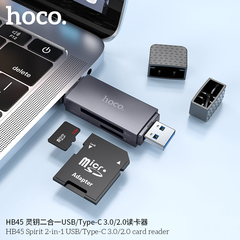 HB45 Spirit 2-in-1 USB/Type-C 2.0 card reader