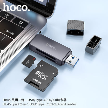 HB45 Spirit 2-in-1 USB/Type-C 2.0 card reader