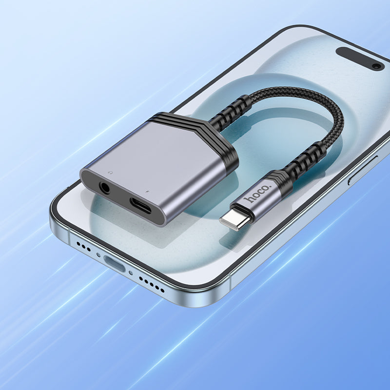 HOCO LS39 Adapter Type-C + Type-C to 3.5mm Female Audio Converter 15cm