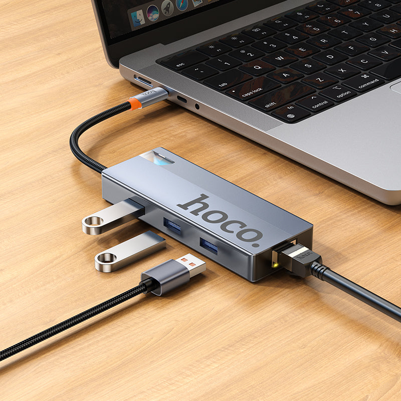 HOCO HB51 Type-C to HDTV + RJ45 + PD + 3xUSB3.0 6-in-1 Converter/Adapter/Hub
