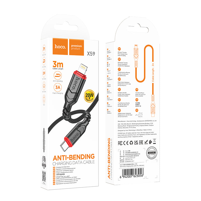 HOCO X59 Charging Data Cable (C to L, C to C, A to C, A to L)(2m, 3m)
