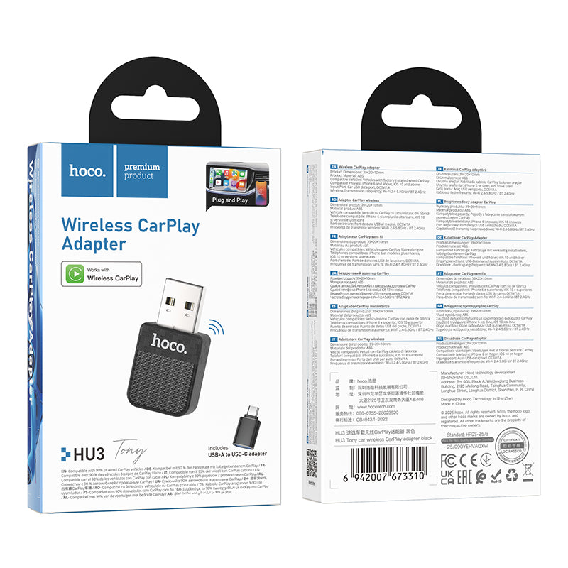 HOCO HU3 Car Wireless CarPlay/Android Auto Adapter