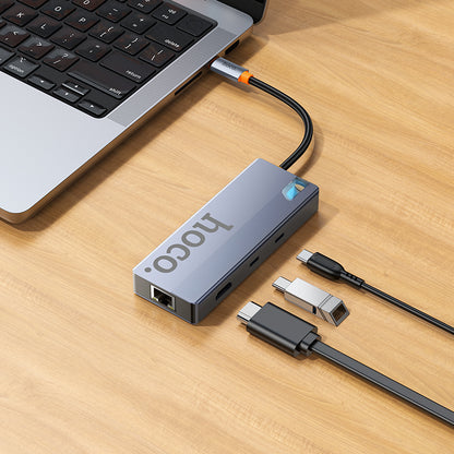 HOCO HB52 Type-C to HDTV + RJ45 + PD + Type-C + 2xUSB3.0 + SD + TF Card 8 in 1Converter/Adapter/Hub