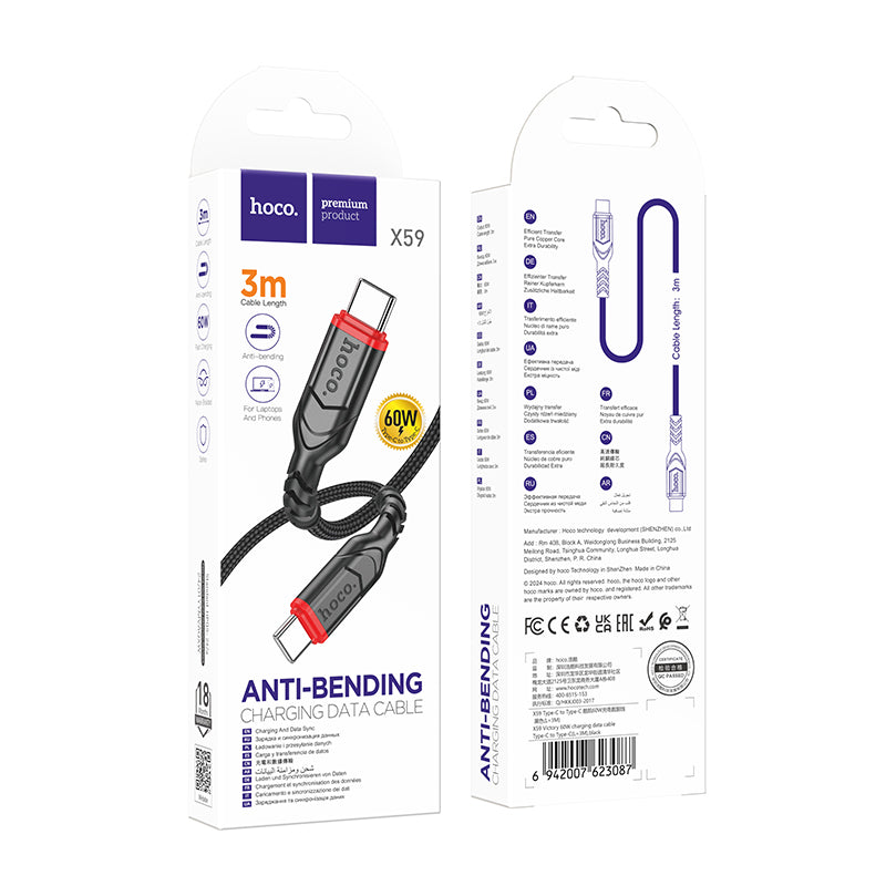 HOCO X59 Charging Data Cable (C to L, C to C, A to C, A to L)(2m, 3m)