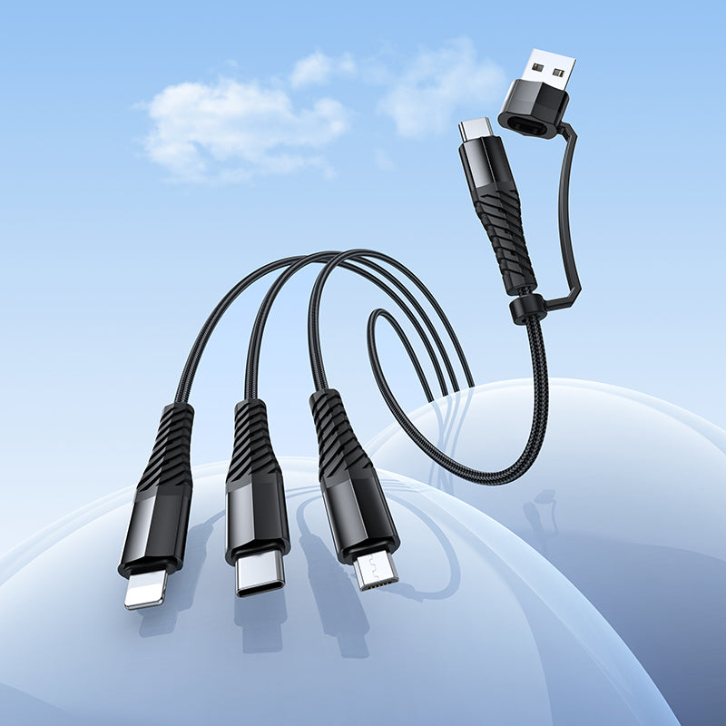 HOCO X123 USB-A/Type-C to Lightning, Type-C and Micro USB 3 in 2 Charging Cable 1m