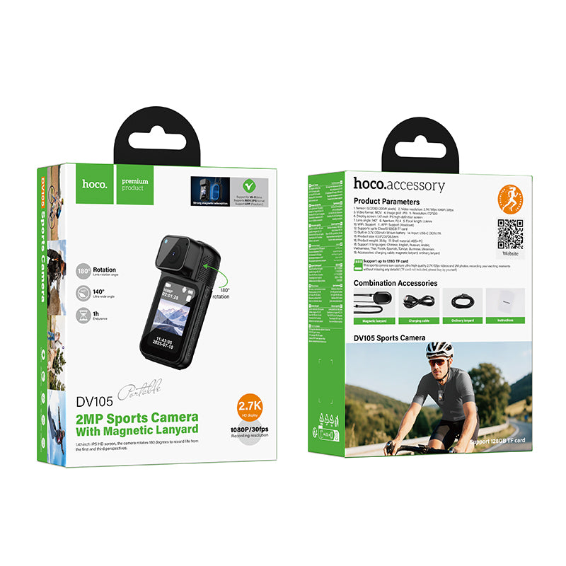 HOCO DV105 2MP Sports Action Camera with Magnetic Lanyard