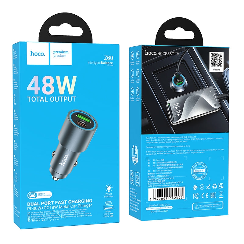 HOCO Z60 48W Dual Port Car Charger PD30W