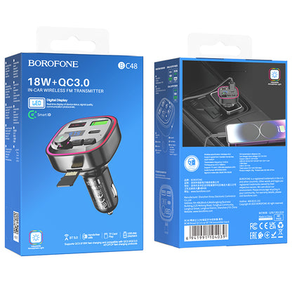 HOCO BC48 QC3.0 Car Charger with Bluetooth 5.0 + FM Transmitter