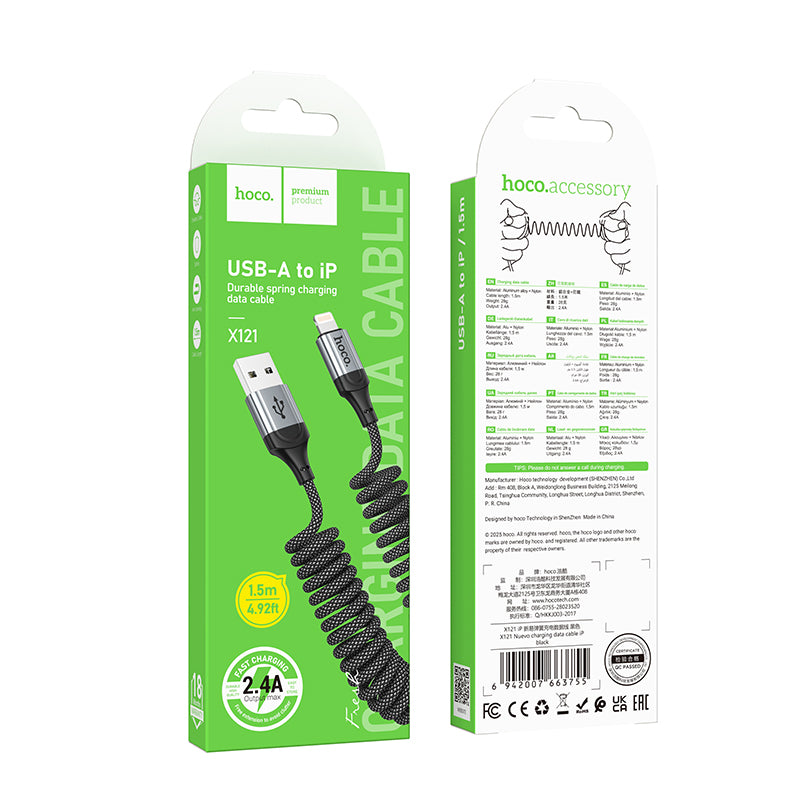HOCO X121 Coiled Charging Data Cable (C to L, C to C, A to C, A to L)