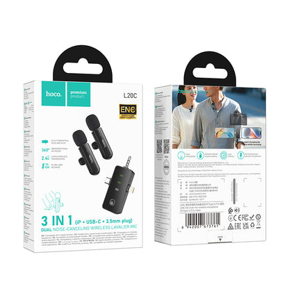 HOCO L20C Dual Wireless Microphone (Lightning/Type-C/3.5)