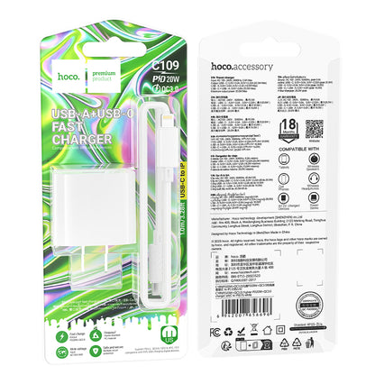HOCO C109 PD20W + QC3.0 Dual-port Charger (US) Set