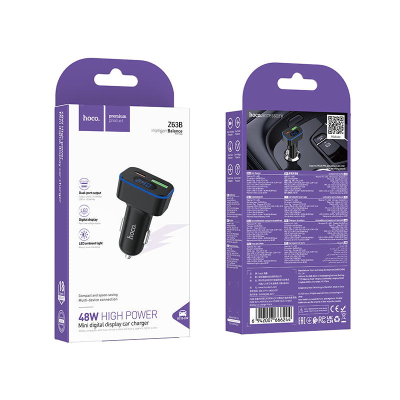 HOCO Z63B 48W QC3.0 Digital Display Car Charger (1C1A)