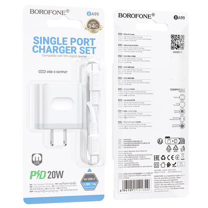 HOCO BOROFONE BA99 PD20W Single Port Charger (US) Set
