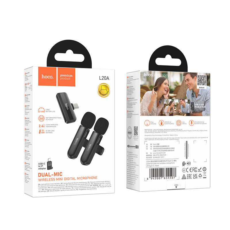 HOCO L20A Wireless Microphone (Lightning/Type-C)
