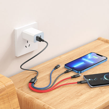 HOCO X76 4-in-1 Charging Cable (USB-A to Type-C+Type-C+Lightning+Micro)