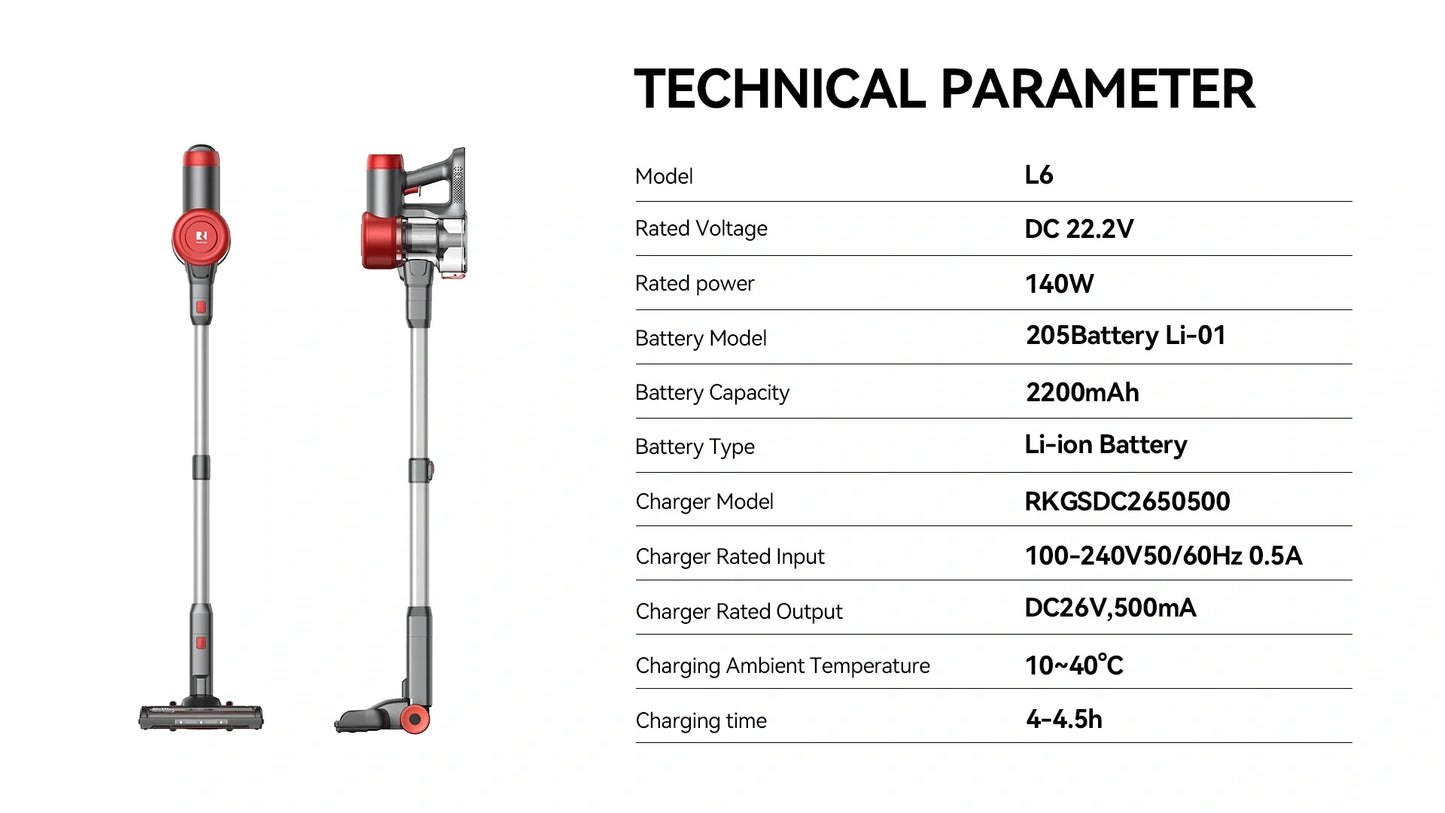 Redroad L6 Cordless Vacuum Cleaner