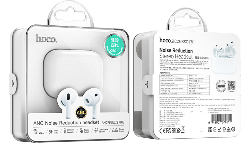 HOCO CES10 ANC TWS Wireless Headphones with Charging Case