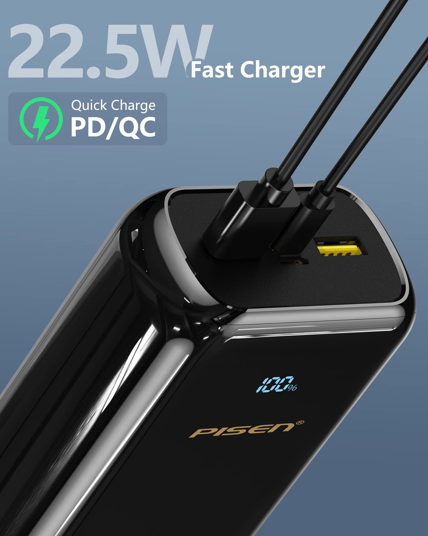 PISEN BL-D99LS PD 22.5W Power Bank 30000mAh with LED Display