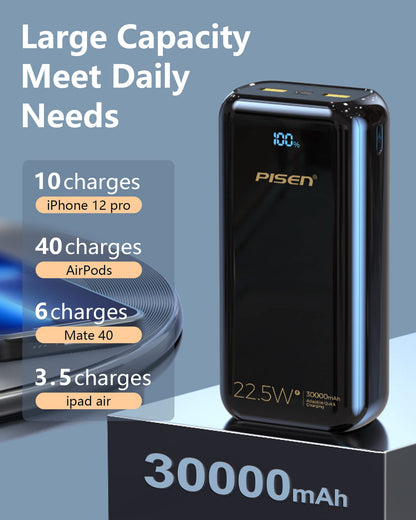 PISEN BL-D99LS PD 22.5W Power Bank 30000mAh with LED Display