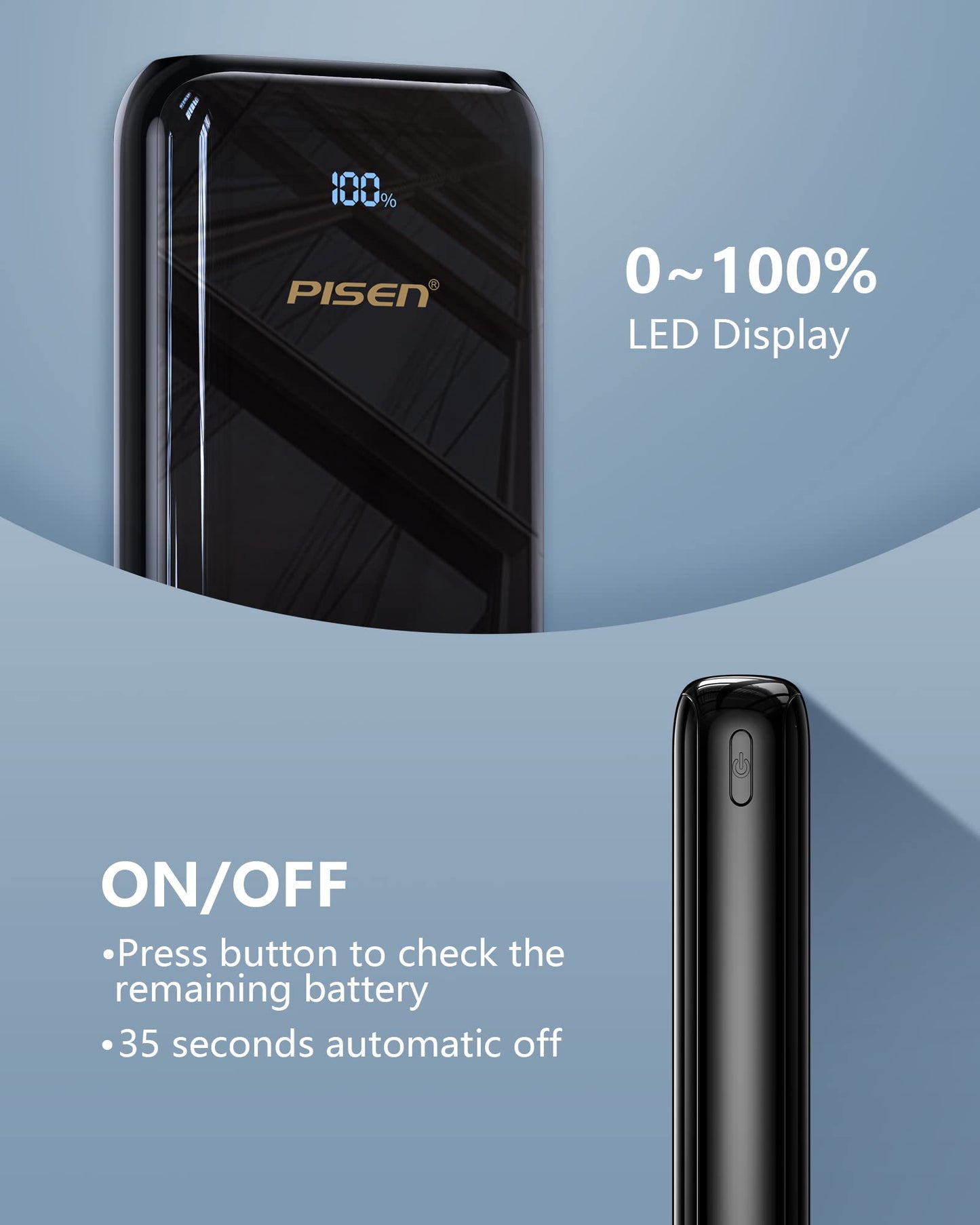 PISEN BL-D98LS PD 22.5W Power Bank 20000mAh with LED Display