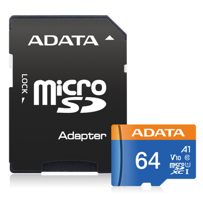 ADATA 64GB Micro SD Card with Adapter AUSDX64GUICL10A1-RA1
