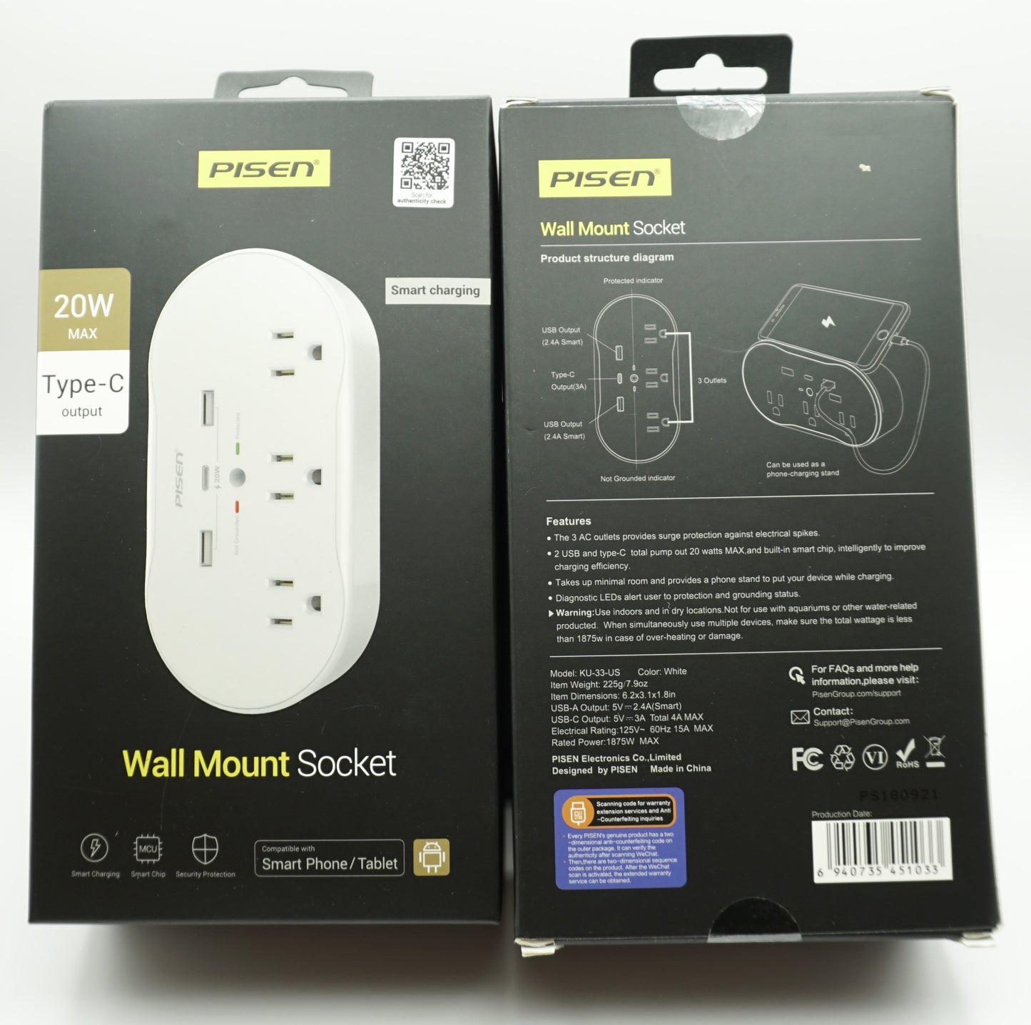 PISEN KU-33-US Wall Mount Socket